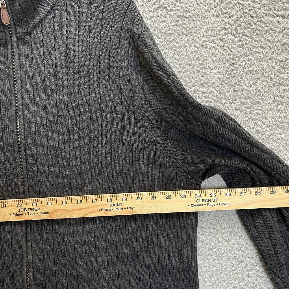 J Crew Sweater Mens XL Gray Full Zip Mock Neck Heavyweight Ribbed Knit‎ Casual